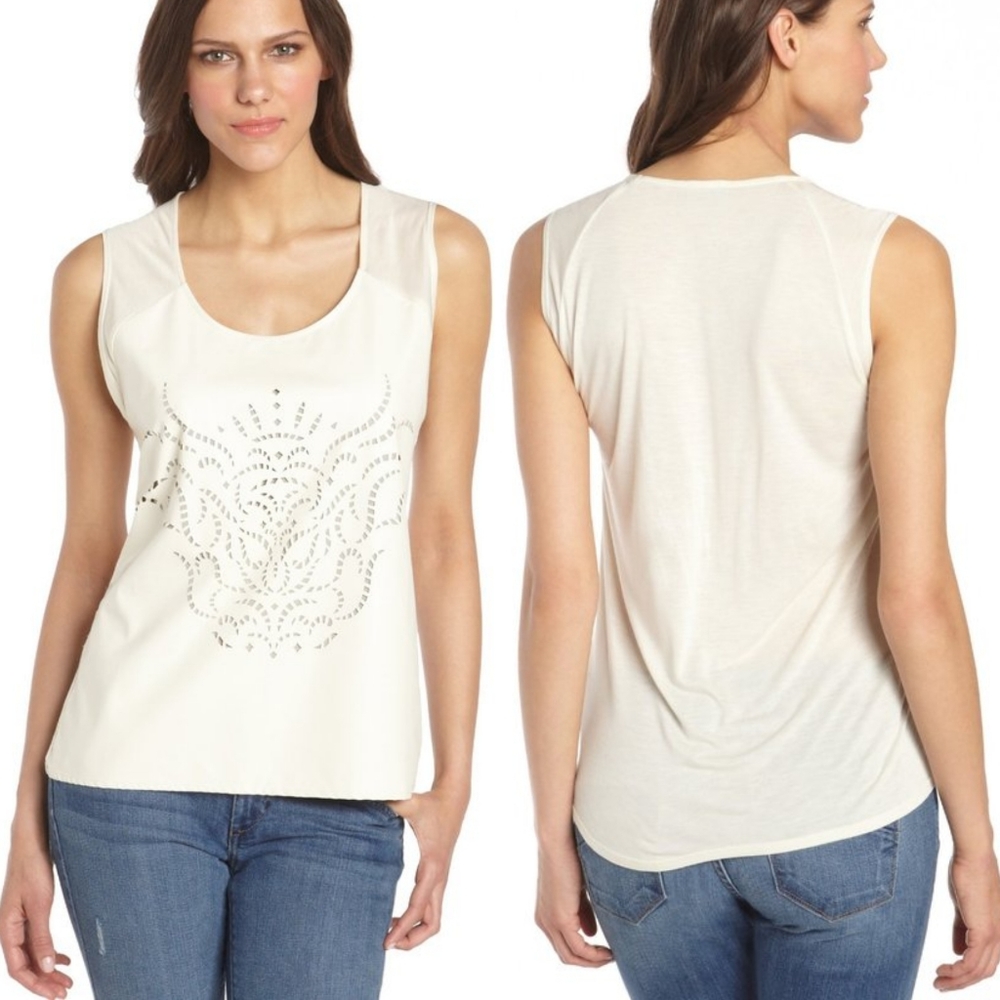 C&C California • NWT Laser Cut Faux Leather Tank